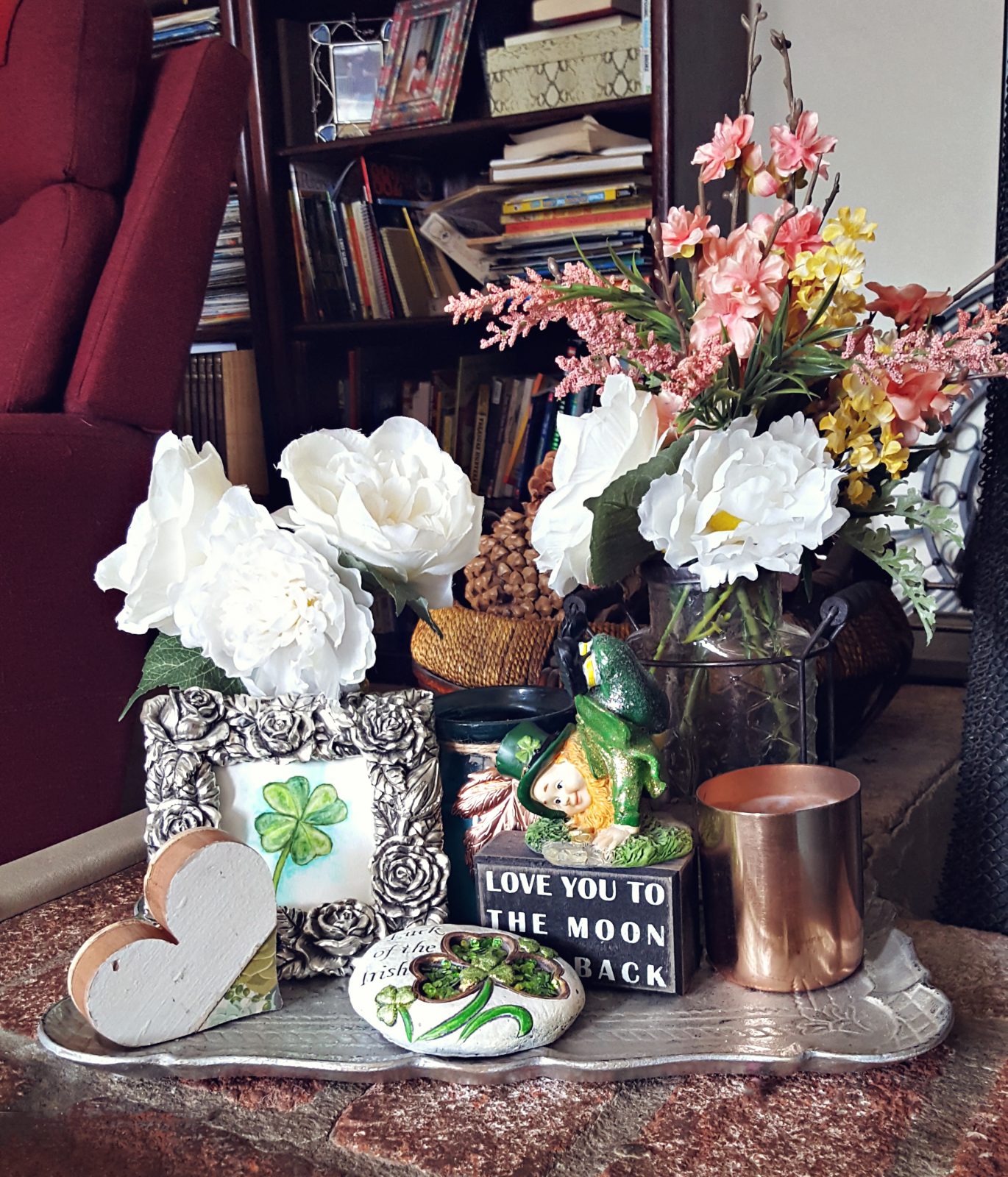 St. Patricks Day display, coping with Arthritis pain with items that make you happy.